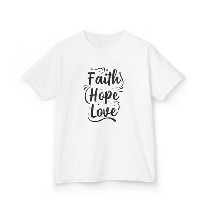 Kids Heavy Cotton™ Tee - Inspirational Faith Hope Love Shirt