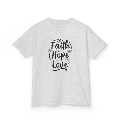 Kids Heavy Cotton™ Tee - Inspirational Faith Hope Love Shirt