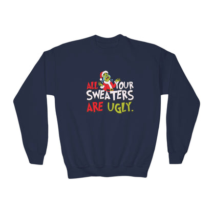 Youth Crewneck Sweatshirt - 'All Your Sweaters Are Ugly' - Funny Holiday Gift, Christmas Sweatshirt, Ugly Sweater Party, Youth [...]