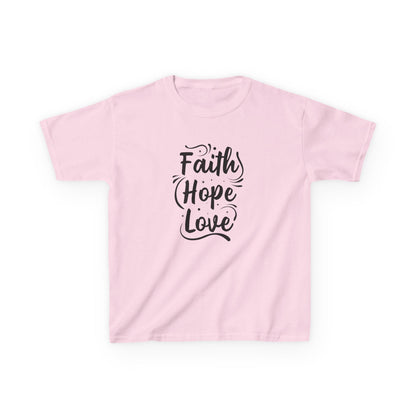 Kids Heavy Cotton™ Tee - Inspirational Faith Hope Love Shirt