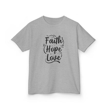 Kids Heavy Cotton™ Tee - Inspirational Faith Hope Love Shirt