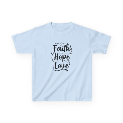 Kids Heavy Cotton™ Tee - Inspirational Faith Hope Love Shirt