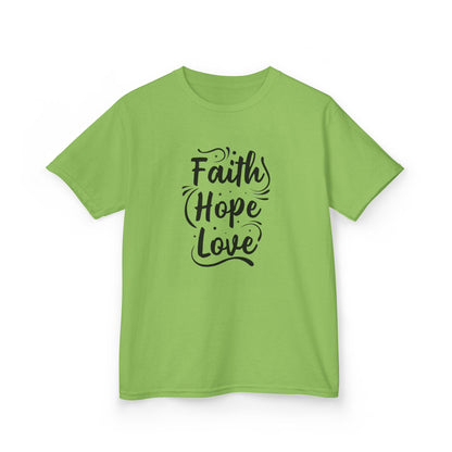 Kids Heavy Cotton™ Tee - Inspirational Faith Hope Love Shirt