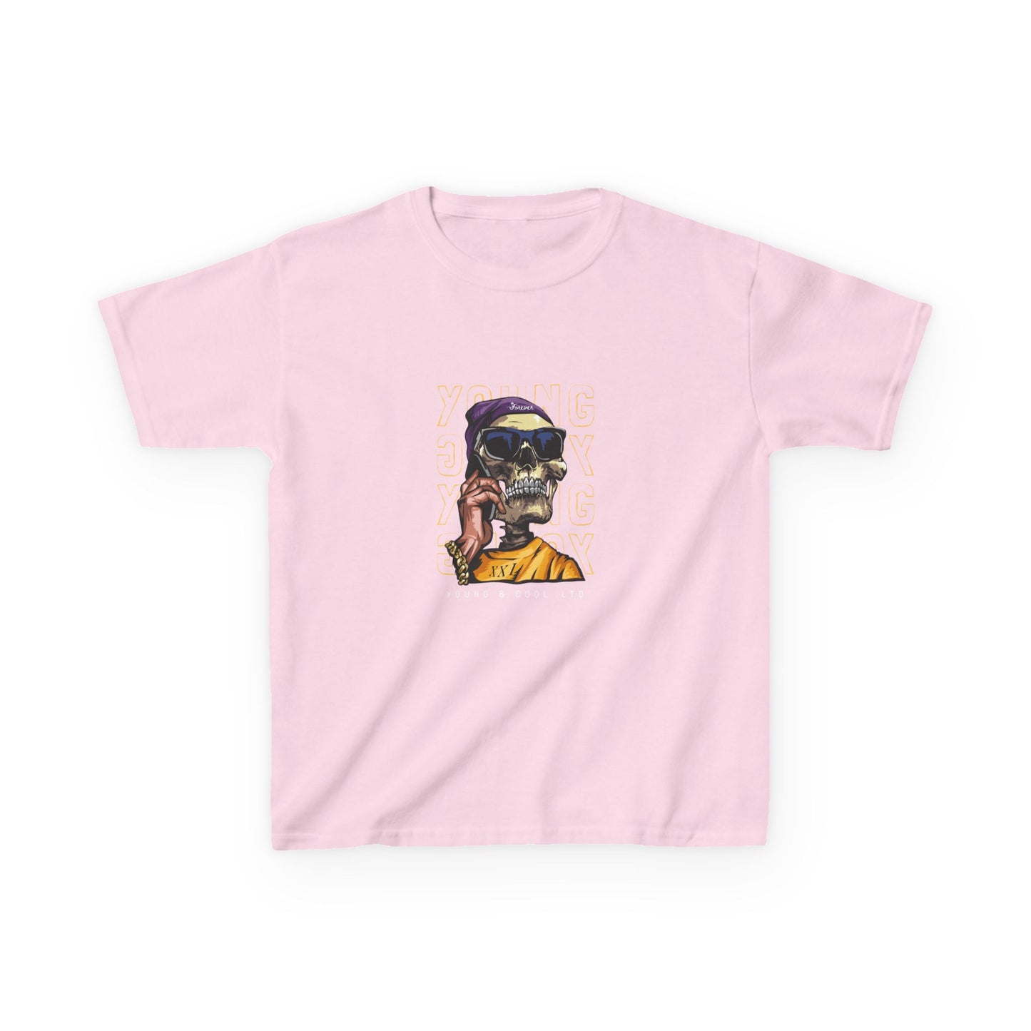 Young & Stylish Kids Heavy Cotton Tee - Trendy Skull Graphic T-Shirt