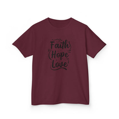 Kids Heavy Cotton™ Tee - Inspirational Faith Hope Love Shirt