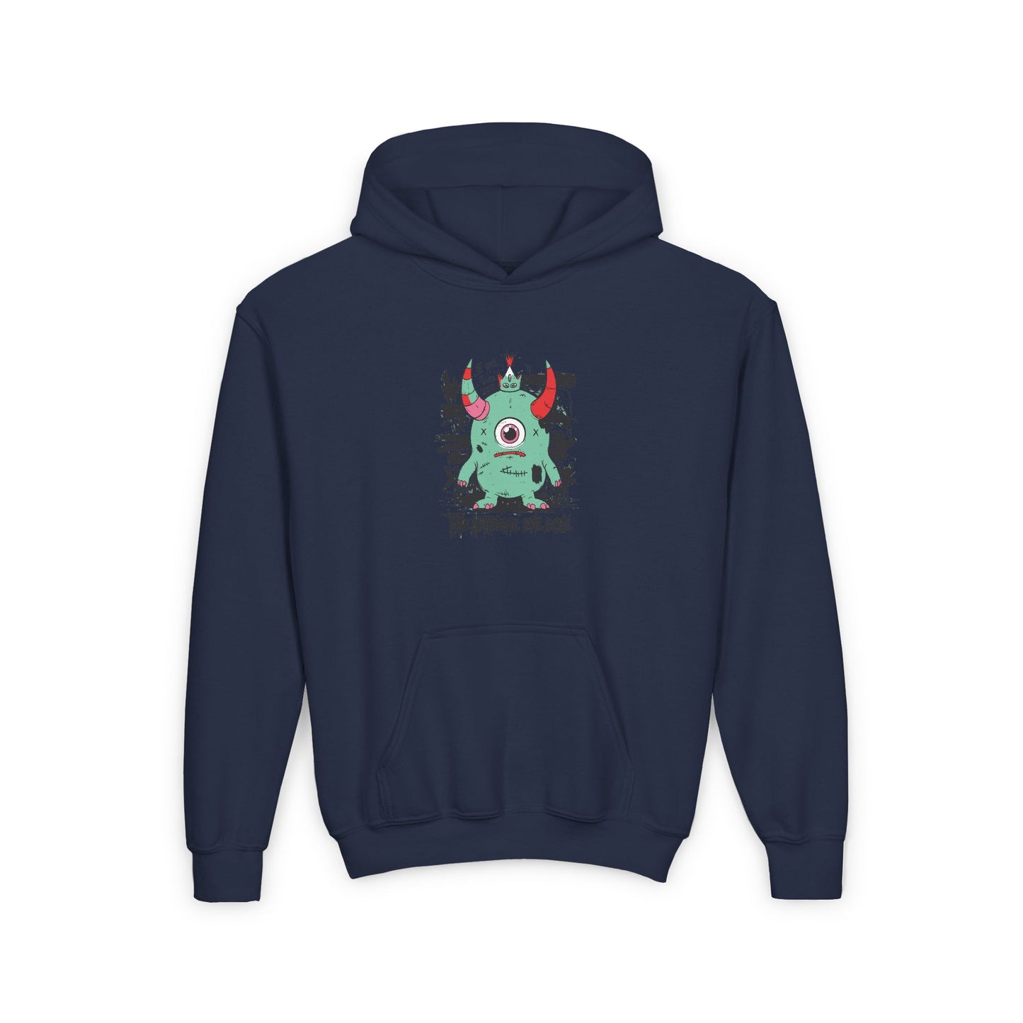 Youth Heavy Blend Hooded Sweatshirt with Monster Design - Perfect for Halloween and Everyday Fun