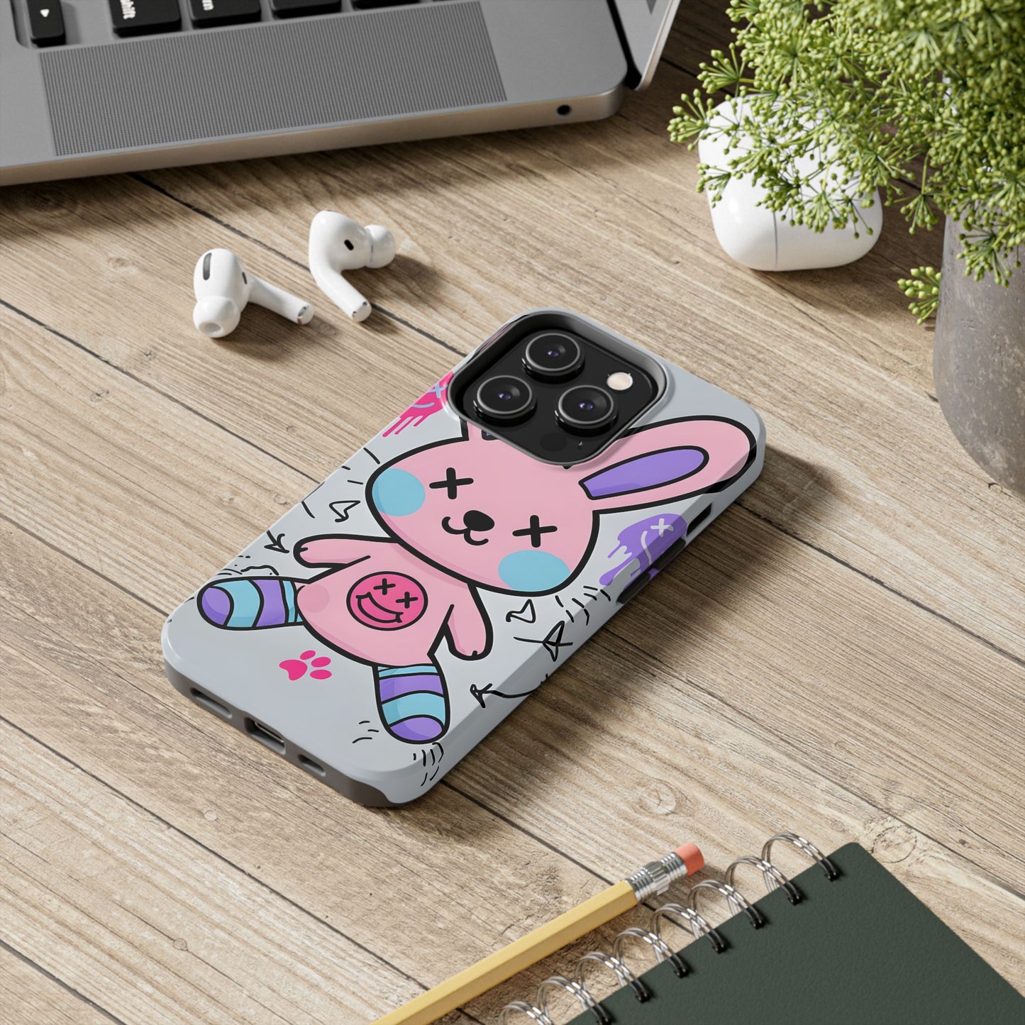 Cute Bunny Tough Phone Case - Durable Cartoon Protection