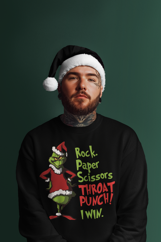 Grinch-Themed Cozy Sweatshirt | Perfect for Christmas, Holiday Parties, Festive Events, Gift for Friends, Family, and Grinch Fans