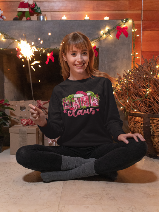 Festive Mama Claus Sweatshirt, Christmas Apparel, Holiday Gift, Cozy Winter Wear, Motherhood Celebration