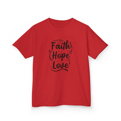 Kids Heavy Cotton™ Tee - Inspirational Faith Hope Love Shirt