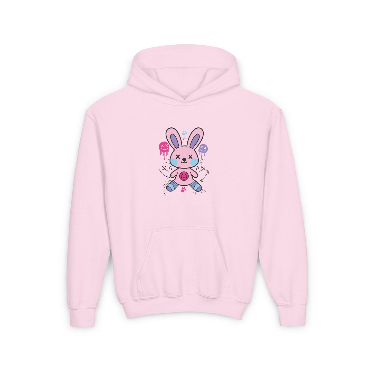 Adorable Bunny Design Youth Heavy Blend Hooded Sweatshirt - Perfect for Springtime and Easter Celebrations