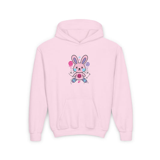 Adorable Bunny Design Youth Heavy Blend Hooded Sweatshirt - Perfect for Springtime and Easter Celebrations