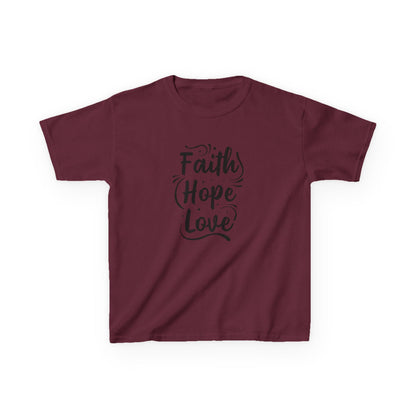 Kids Heavy Cotton™ Tee - Inspirational Faith Hope Love Shirt