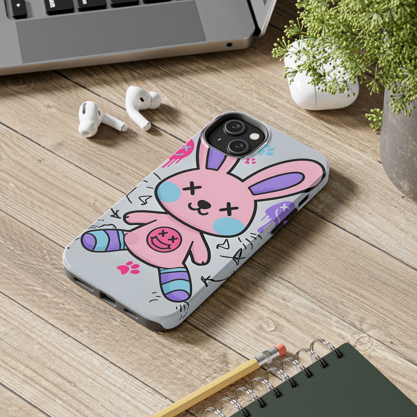 Cute Bunny Tough Phone Case - Durable Cartoon Protection