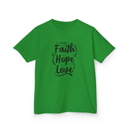 Kids Heavy Cotton™ Tee - Inspirational Faith Hope Love Shirt
