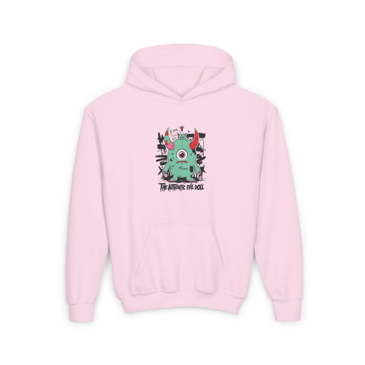 Youth Heavy Blend Hooded Sweatshirt with Monster Design - Perfect for Halloween and Everyday Fun