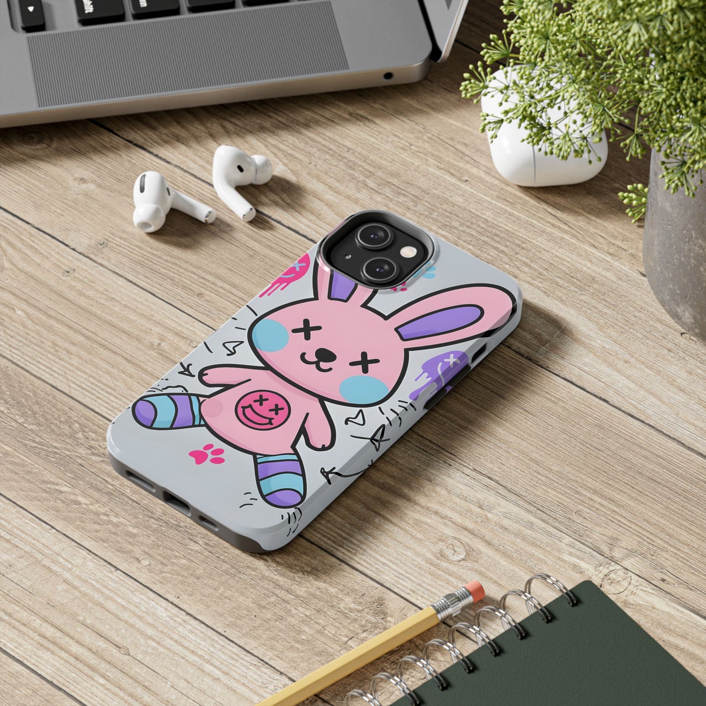 Cute Bunny Tough Phone Case - Durable Cartoon Protection