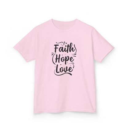 Kids Heavy Cotton™ Tee - Inspirational Faith Hope Love Shirt