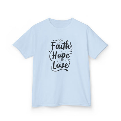 Kids Heavy Cotton™ Tee - Inspirational Faith Hope Love Shirt