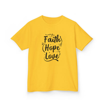 Kids Heavy Cotton™ Tee - Inspirational Faith Hope Love Shirt