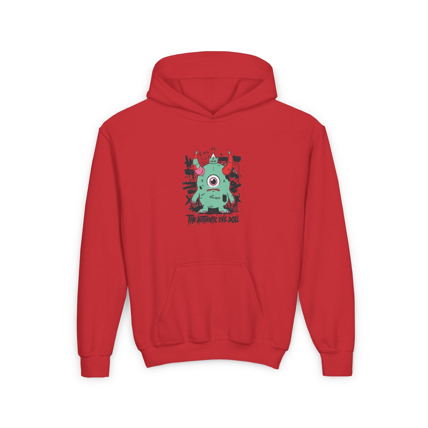 Youth Heavy Blend Hooded Sweatshirt with Monster Design - Perfect for Halloween and Everyday Fun