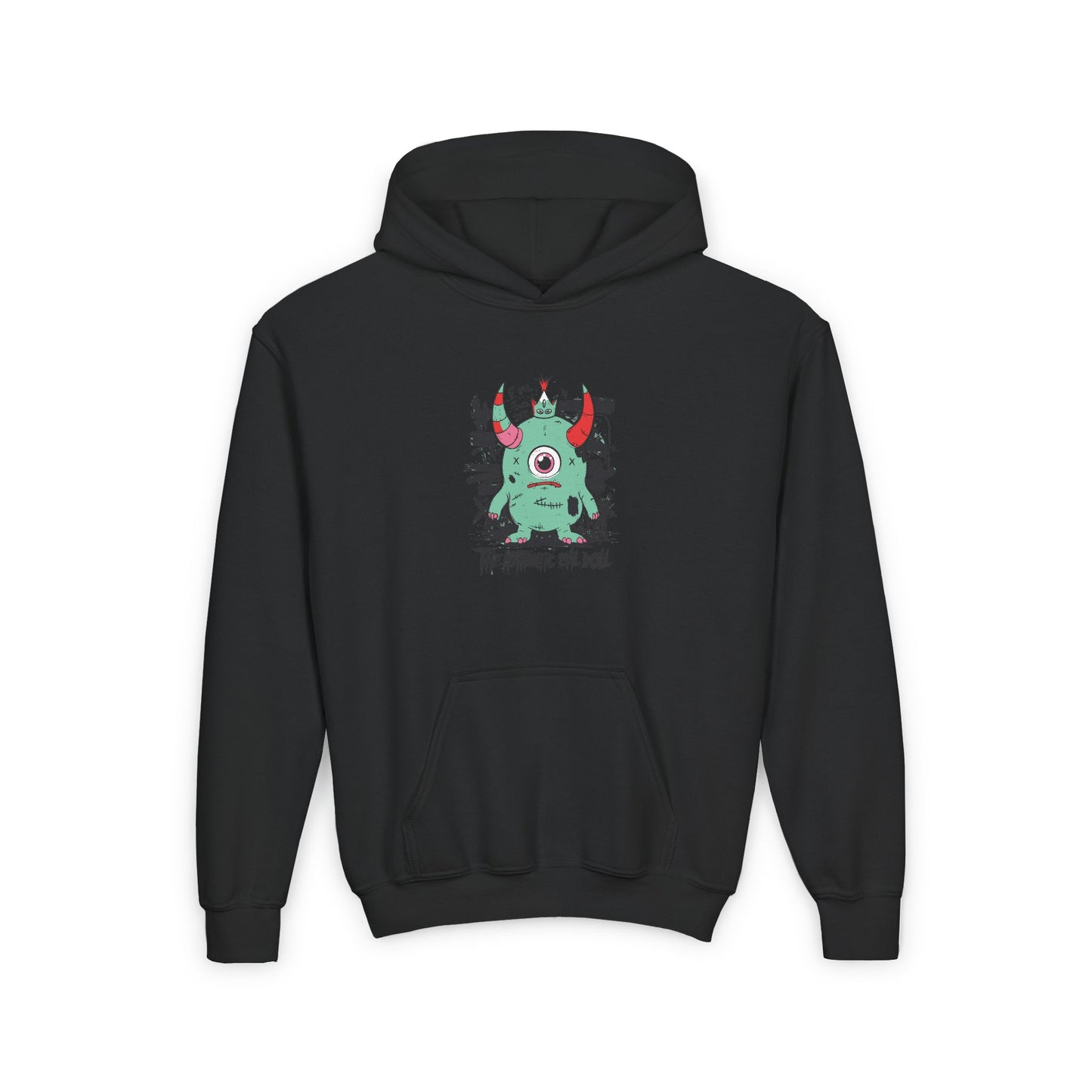Youth Heavy Blend Hooded Sweatshirt with Monster Design - Perfect for Halloween and Everyday Fun